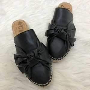 NEW San Edelman black bow slip on mules shoes